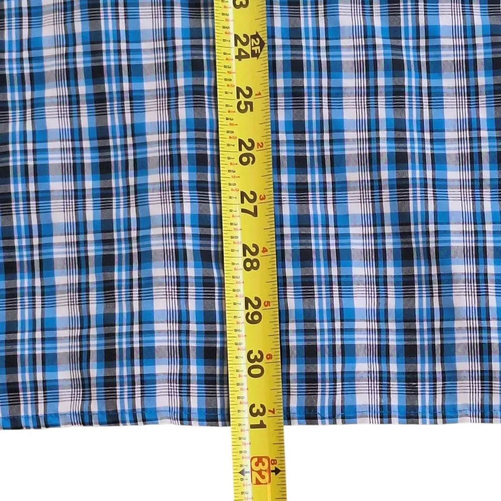 The North Face Short Sleeve Woven Shirt Mens XXL Button Up Plaid Blue 2XL